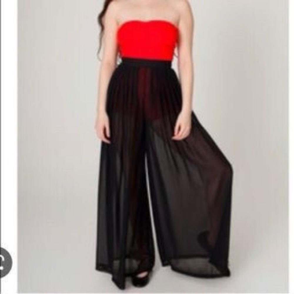 American Apparel High Wasted Pleated Chiffon Shear Pants Size L